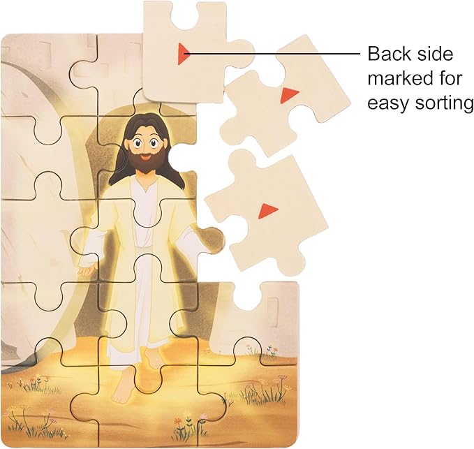 Bible Puzzles for Kids Ages 4-6 | 4-in-1 Puzzle in Box (15 pcs Each) | Christian Gifts for Kids | Christian Puzzles for Toddlers for Grandkids (New Testament B)
