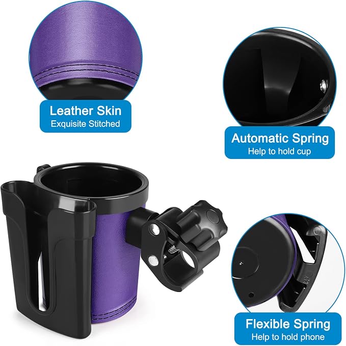 Accmor Stroller Cup Holder with Phone Keys Holder, 3-in-1 Universal Cup Holder, Drinks Bottle Holder for Stroller, Bike, Wheelchair, Walker, Scooter