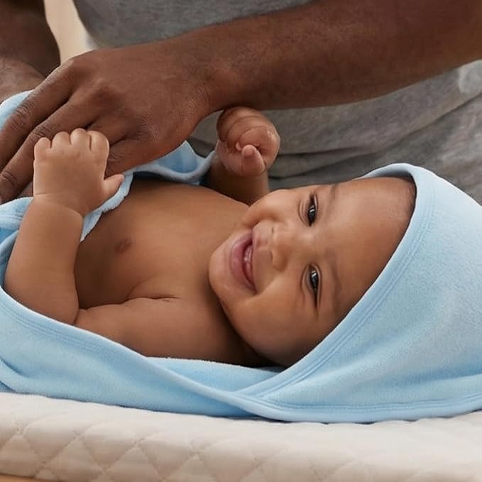 Butterblu Harper - 100% Organic Cotton Hooded Towels in Soft and Absorbent Baby Terry, 3-Pack, Blue, One Size