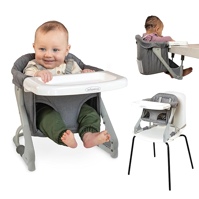 Infantino the Ultimate Travel Booster, Versatile and Travel-Friendly Booster, High Chair and Seat for On-the-Go Families, Gray