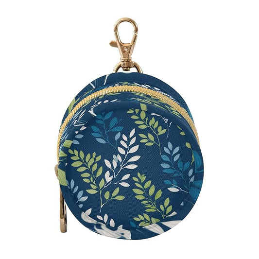 Pacifier Holder with Clip Pacifier Case for Diaper Bag Round Baby Pacifier Pouch Box Bag Portable Blue Simple Branches and Leaves