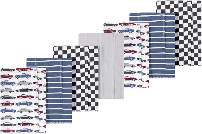Luvable Friends Hudson Baby Flannel Burp Cloths 7pk, Classic Cars