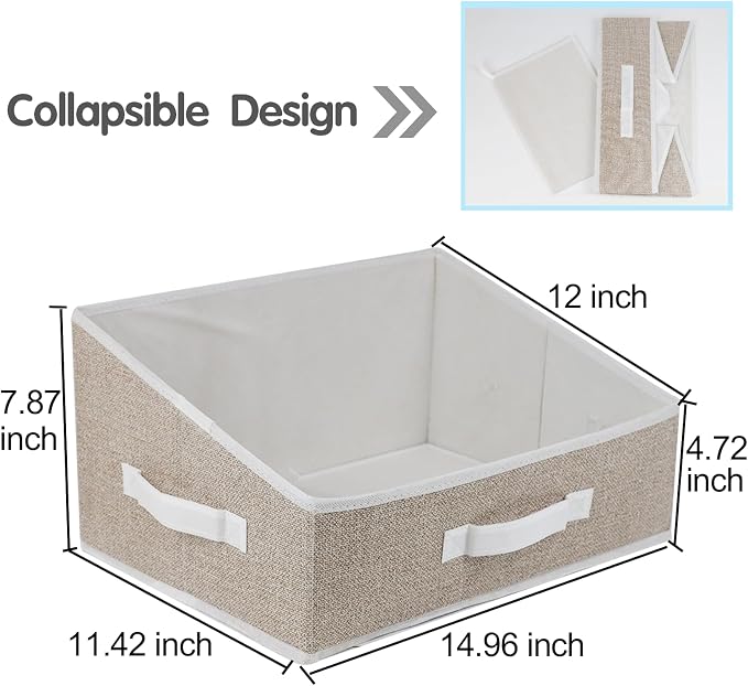 6 Pack Closet Storage Bins for Shelves, Shelf Baskets for Organization,Closet Organizers and Storage,Trapezoid Storage Bin Closet Shelf Organizer for Clothes,Toys,Towel,Book,Baby Clothing (6PC-Coffee)