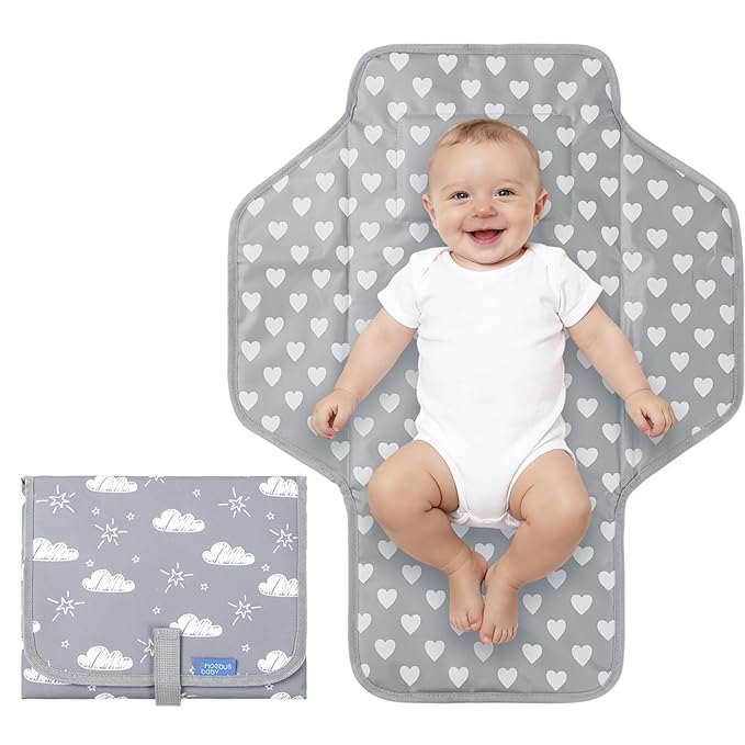 Baby Portable Changing Pad Travel - Waterproof Compact Diaper Changing Mat with Built-in Pillow - Lightweight & Foldable Changing Station, Newborn Shower Gifts