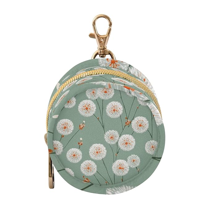 Pacifier Holder with Clip Pacifier Case for Diaper Bag Round Baby Pacifier Pouch Box Bag Portable Sage Green Minimalist Dandelion