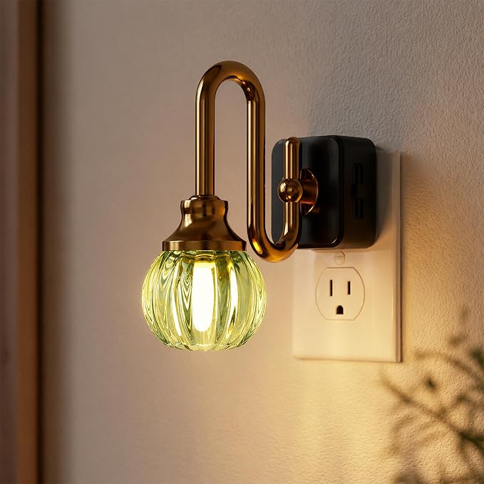 JandCase Night Light, Night Lights Plug into Wall, Green Tulip LED Nightlight, 0-100 LM Dimmable Nightlights, Dusk to Dawn Sensor, 1W Vintage Nite Light for Bathroom Hallway Gift Decor, 1 Pack