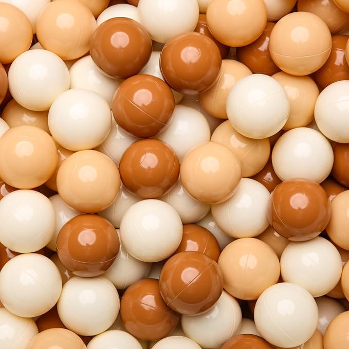 GOGOSO Ball Pit Balls for Toddler, Baby Plastic Playballs Kids Soft Pastel Pelotas Non-Toxic BPA-Free,Cream Coffee+Khaki+White,100 Balls