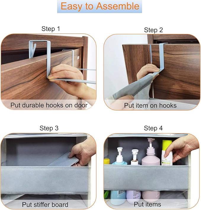 Extra Large Over The Door Organizer Storage 5-Shelves and 10 Side Pockets, Heavy Duty Hanging Door Organizer for Closet Bathroom Bedroom Nursery Pantry, Grey