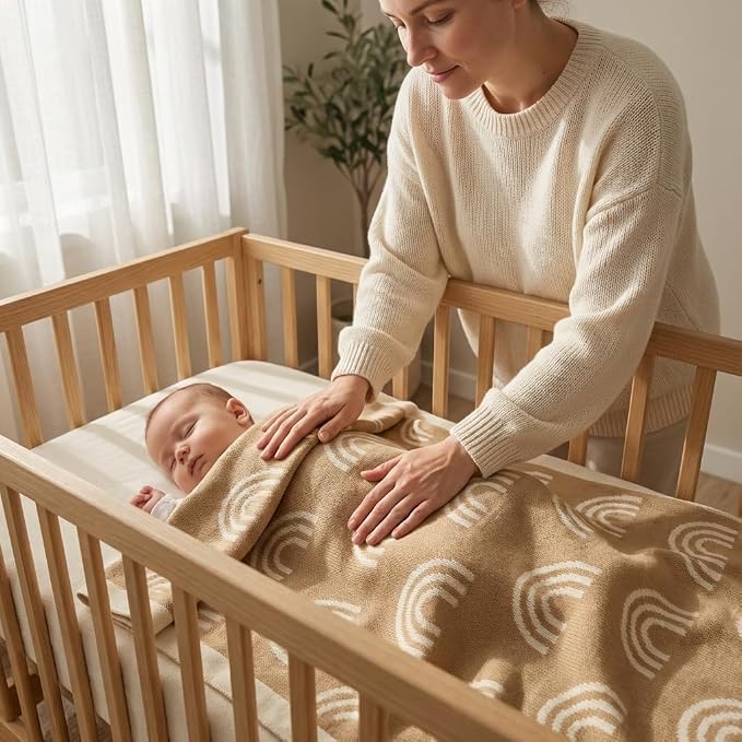 The Rainbow Blanket - 100% Organic Cotton Baby Blanket, American Made, 30x40in - Bassinet, Crib, Stroller - Gift Registry Baby Shower for Newborns and Kids