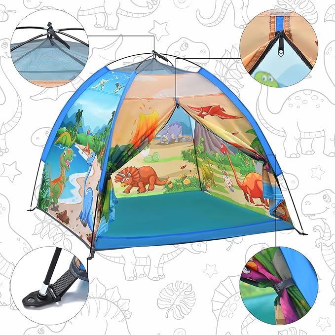 Mnagant Kids Play Tents,the World of Dinosaurs Tents for Kids Indoor/Outdoor fun, Dinosaurs Dome Playhouse for Boys & Girls,Durable and Breathable Premium Material, Perfect Kid?™s Gift- 47" x 47" x 43"