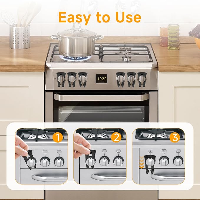4-Pack Stove Knob Safety Covers Gas Stove Knob Locks & Oven Knob Covers for Child Safety, Heat-Resistant Stove Locks, Universal Fit for Gas/Electric Stoves, Child Safety Stove Knob Locks