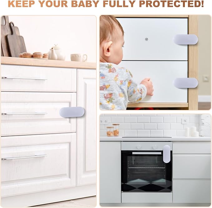 6-Pack Cabinet Locks Baby Proofing - TenLaitech Child Proof Drawer Locks| Child Safety Lock for cabinets Drawers Fridge Toilet Seat