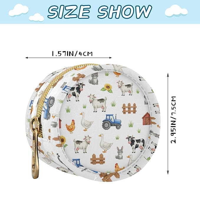 Farm Animals Tractors Baby Pacifier Holder Case with Clip Portable Pacifier Storage Organizer Round Container Pouch Box Fits Diaper Bag Stroller Purse