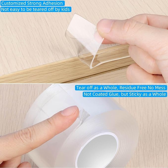 2Pack Clear Edge Protector Strip, 1.18in x 9.84FT(19.68FT Total), Sharp Edge Wrap Cover Tape, Self Adhesive Protective Bumper Guards for Cabinet Door Desk Glass Table Furniture, Kitchen Countertop