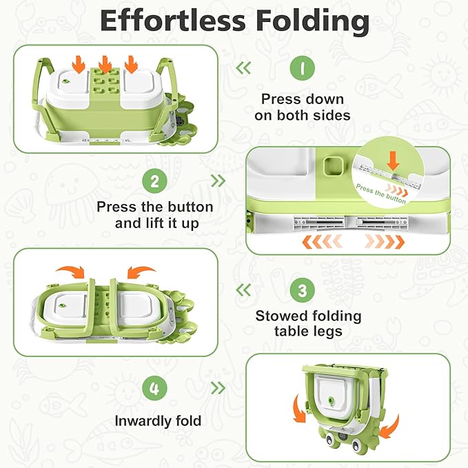 Collapsible Baby Bathtub for Newborns with Thermometer and Soft Floating Cushion Portable and Foldable Travel Baby Boy Bath Tub for Infants to Toddler 0-36 Month (Green)
