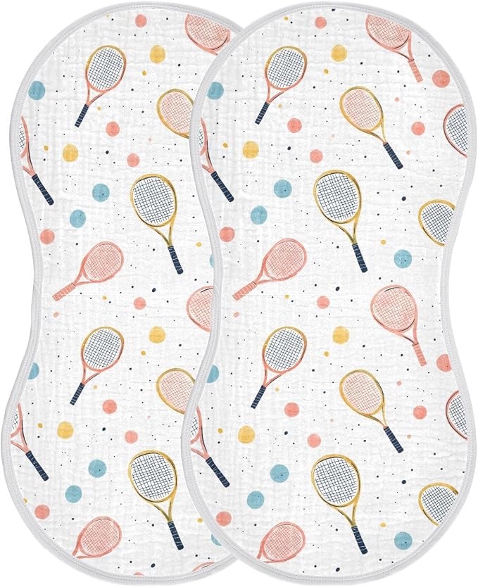 vvfelixl Vintage Tennis Racket Burp Cloths for Baby Boy Girls Baby Washcloths Burp Rags 1 Pack