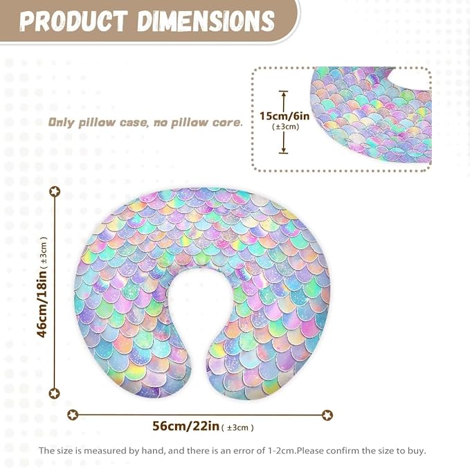 Mermaid Nursing Pillow Cover, Breastfeeding Pillows Covers, Snug Fits Nursing Pillow Slipcovers for Boys Girls, Soft and Comfy