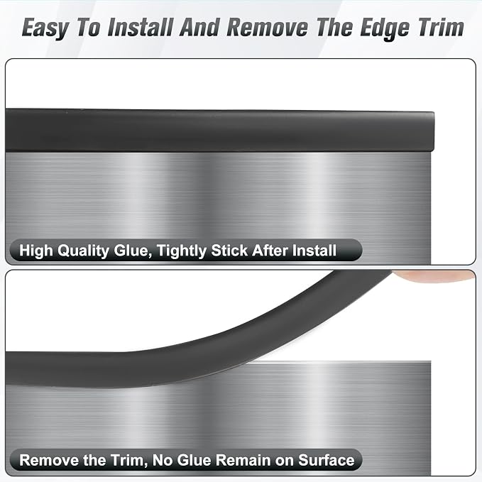 Rubber Edge Trim, 3/16" (5mm) Rubber Edge Guard, Flexible Self Adhesive U Channel Edge Protector for Glass, Mirror, Plywood, Steel Panel Sharp Edges, Peel and Stick Plastic Trim, Black Color, 10Ft