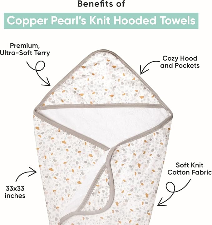 Copper Pearl Hooded Bath Towels Premium Knit/Terry Cloth Baby Towels with Hood, Pockets, and Cool Designs - Great to Gift and Make Bath Time Fun - Baby Bath Towel, Mabel