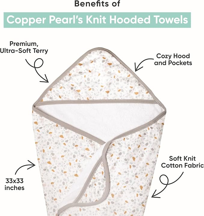 Copper Pearl Premium Knit Hooded Bath Towel with Terry Cloth Interior Jack