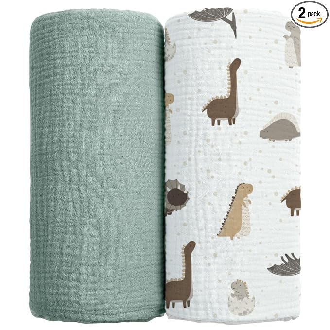 lulumoon Baby Muslin Swaddle Blankets: Soft Receiving Blanket for Newborn - Cotton Swaddling Blanket for Neutral 2Pack