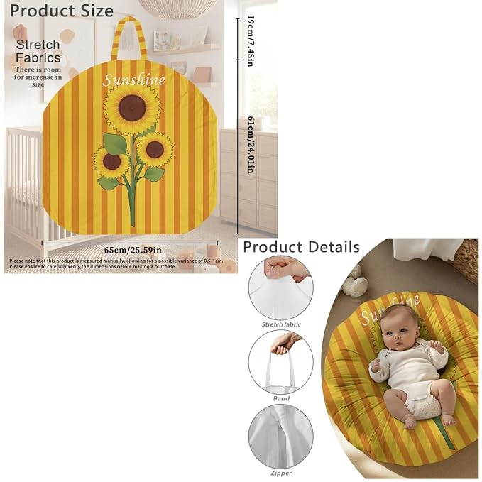 Orange Stripes Baby Nursing Pillow Covers for Breastfeeding Pillows,Fits Nursing Pillows for Boys & Girls,Newborn Lounger Cover for Protable Baby Lounger, Baby Snuggle Lounger me, Baby Gift