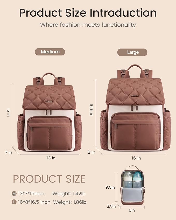 LOVEVOOK Diaper Bag Backpack With Pocket For Large Capacity Cup,Multi-Function Baby Travel Bag For Mom Dad,Waterproof Baby Bag for Boys Girls with Changing Pad,Insulated Bag,Stroller Straps,Purple