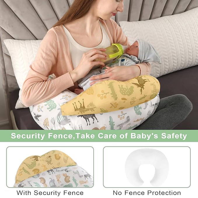 BATTOP Nursing Pillow for Breastfeeding,Bottle Feeding, Plus Size Breastfeeding Pillows with Adjustable Waist Strap Removable Cover, Extra Pillow on Top for More Support for Mom