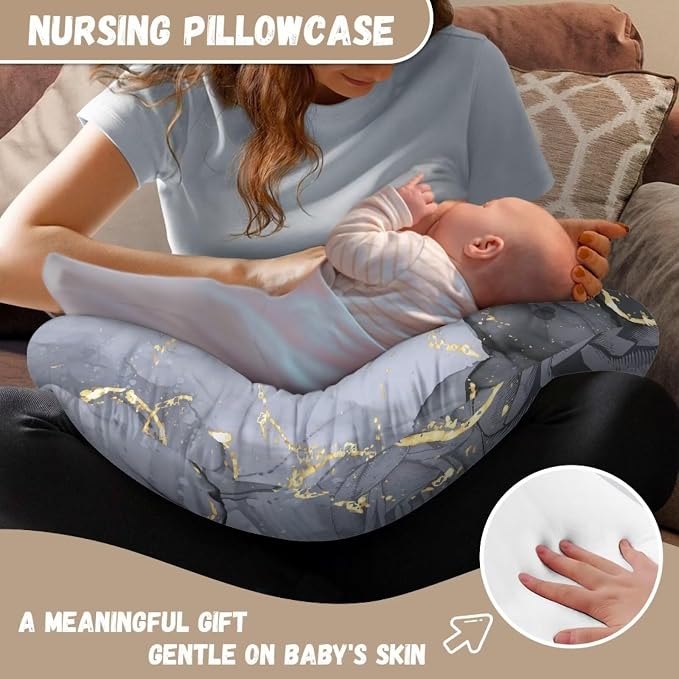 Marble Nursing Pillow Slipcover Sleeve, Breathable & Skin-Friendly Nursing Pillow Cover for Breastfeeding Mom, Pillow Not Included