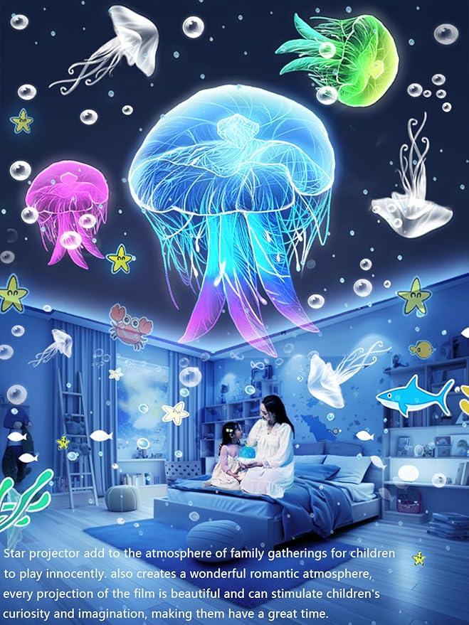 21 Sets of Films, Projector Night Light for Kids Bedroom, Ceiling, Kids Night Light Projector, Remote Control & Bluetooth Speaker, Rechargeable Music Timer Star Lamp for Girls, Birthday, Christmas