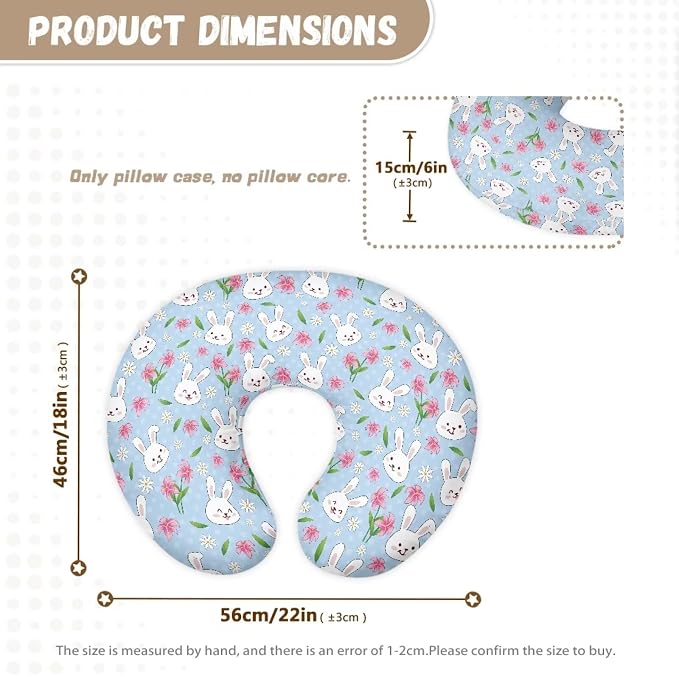 Forchrinse Rabbit Flower Nursing Pillow Cover Stretch Baby Nursing Covers for Breastfeeding Pillow,Removable Infant Feeding Pillow Cover for Bottle and Breast Feeding