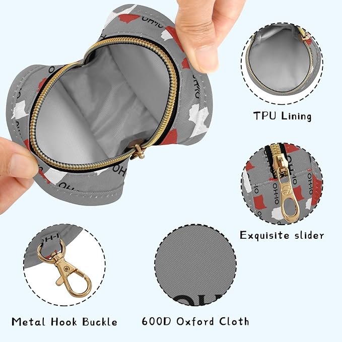 Oh-io State Polyester Pacifier Holder Case Portable Container Accommodate Baby Binky Cover Pouch Pacifiers Storage Case with Circular Buckle