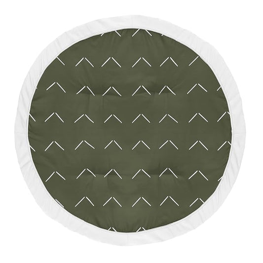 Sweet Jojo Designs Hunter Green Boho Arrow Boy or Girl Baby Playmat Tummy Time Infant Play Mat - White Bohemian Woodland Tribal Southwest Chevron Geometric Herringbone Woodland