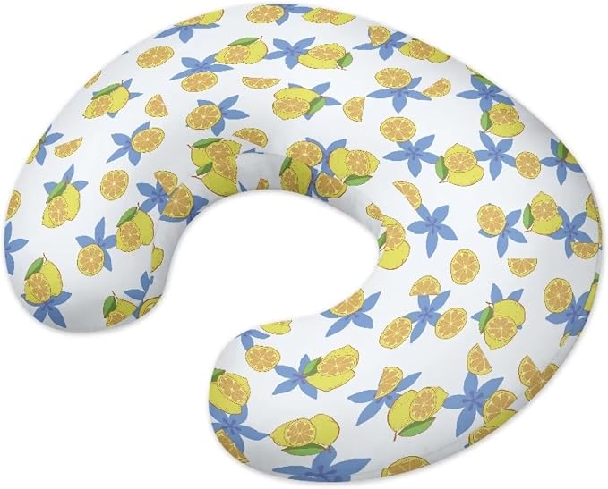 Nursing Pillow Cover,Removable Cover for Breastfeeding Pillows,Ultra-Soft Baby Nursing Pillow, Fits Newborn Feeding Pillow,Blue Stars and Lemons