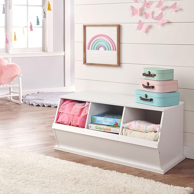 Badger Basket Three-Cubby Storage Unit ??Versatile Organizer for Kids' Toys, Books, and Clothes ??Durable and Stylish Design