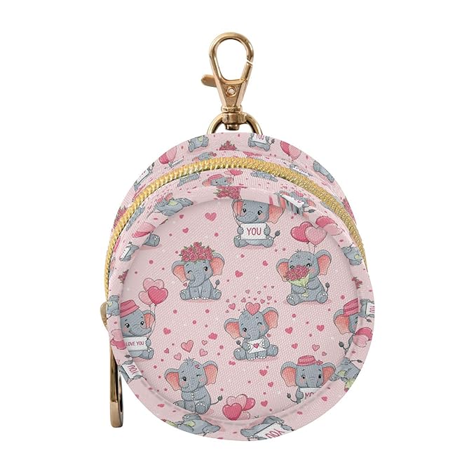 Elephants Hearts Pink Pattern Pacifier Holder Pacifier Case Portable Baby Paci Container Box with Clip Handle Baby Stroller Diaper Bag Essentials