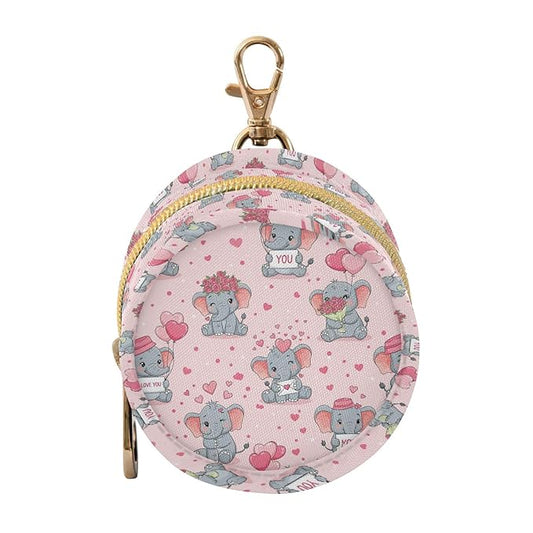 Elephants Hearts Pink Pattern Pacifier Holder Pacifier Case Portable Baby Paci Container Box with Clip Handle Baby Stroller Diaper Bag Essentials
