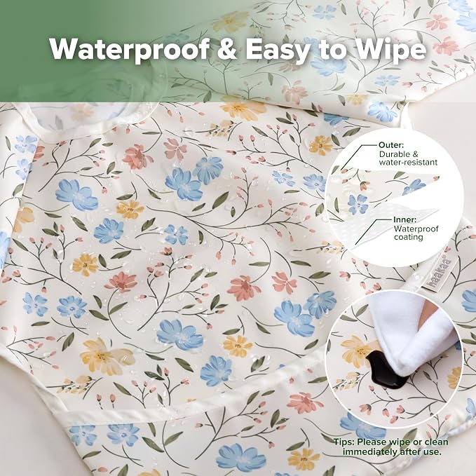 haakaa Long Sleeve Baby Bib, Waterproof & Adjustable Baby Smock Bib for Eating, Painting & Play, Easy Wipe Clean, 6–24M