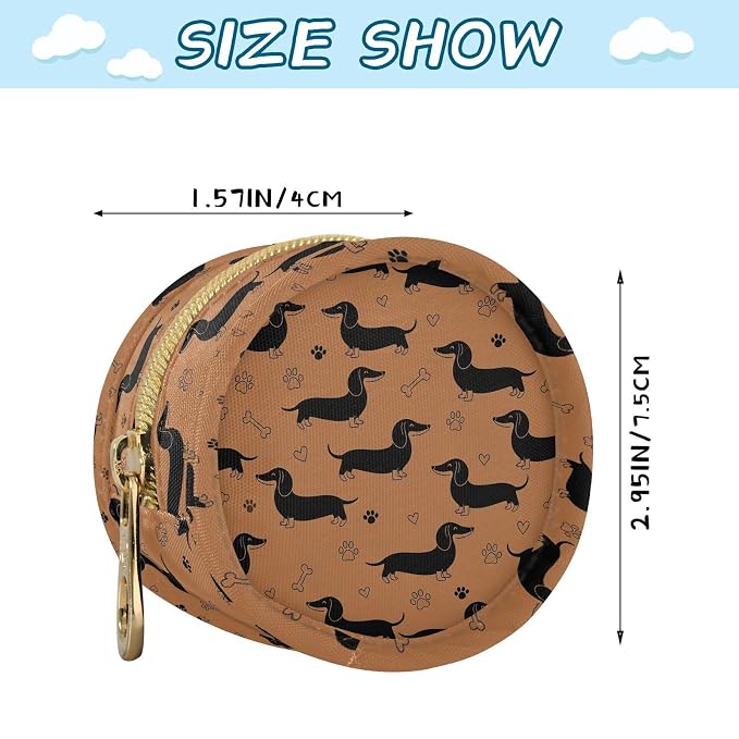 Dachshund Paw Bone Heart Baby Pacifier Holder Case with Clip Portable Pacifier Storage Organizer Round Container Pouch Box Fits Diaper Bag Stroller Purse