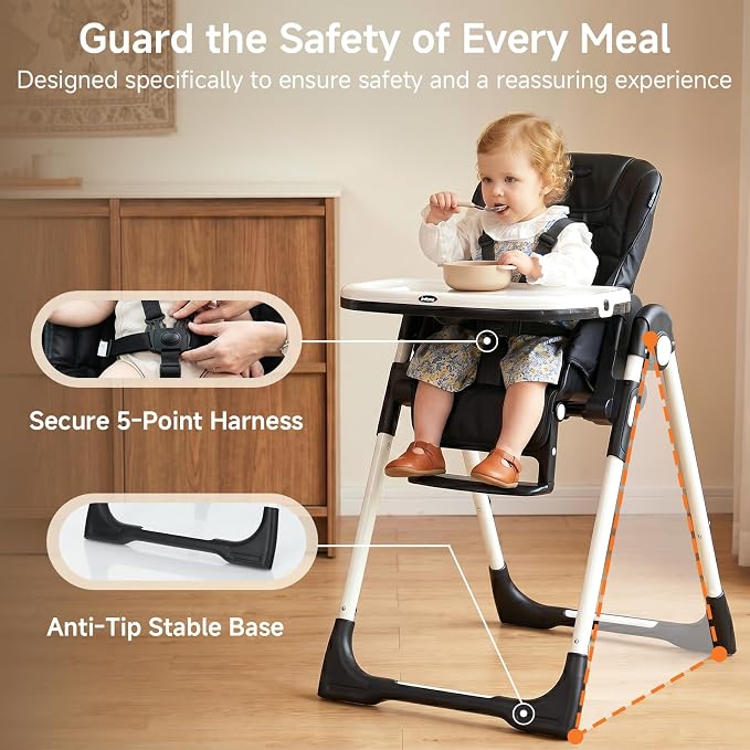 INFANS 4 in 1 High Chair–Booster Seat, Convertible Highchair w/Adjustable Height and Recline,Removable Tray,DetachableCushion, Installation-Free,Simple Fold for Baby, Infant& Toddler