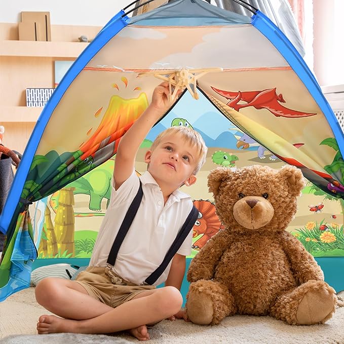 Mnagant Kids Play Tents,the World of Dinosaurs Tents for Kids Indoor/Outdoor fun, Dinosaurs Dome Playhouse for Boys & Girls,Durable and Breathable Premium Material, Perfect Kid?™s Gift- 47" x 47" x 43"