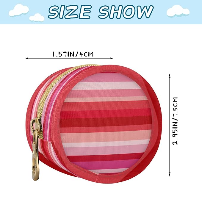 Pacifier Holder with Clip Pacifier Case for Diaper Bag Round Baby Pacifier Pouch Box Bag Portable Red and Pink Stripes