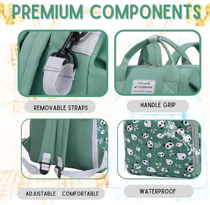 Baby Diaper Bag Backpack - Baby Boy Diaper Bag With Insulated Bottle Pockets & Stroller Straps - Pañaleras para Bebe - Toddler Diaper Bag Backpack - Travel Diaper Bag - Unisex Baby Bag. Green