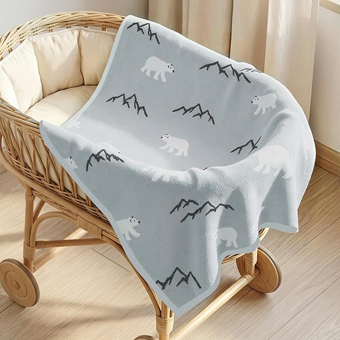 Receiving Baby Blanket,100% Luxury Cotton Knit Baby Blanket,Lightweight Cozy Neutral Swaddling Blanket for Newborns,Boys & Girls,Infant and Toddler