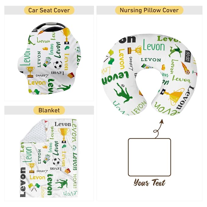 Baby Nursing Pillow Cover - Personalized Name Sport Theme Breastfeeding U-Shaped for Bottle Feeding, Ultra Soft Comfortable Breastfeeding Pillow Cover for Infant Baby Boys and Girls