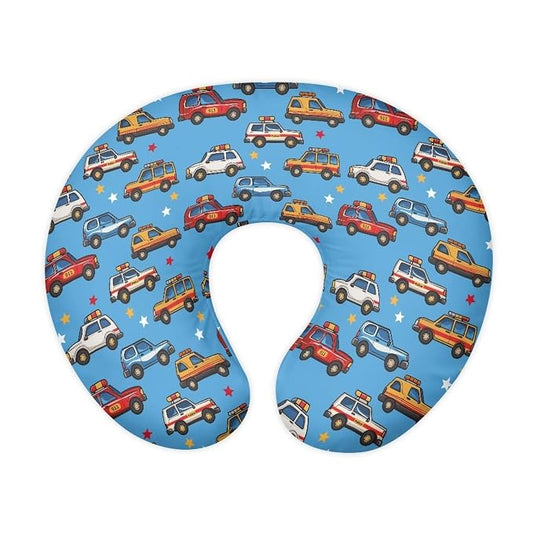 Cars Breast Feeding Pillow Covers for Baby Boys & Girls Washable Breathable Fabric Newborn Nursing Pillow Case Slipcover with Hidden Zipper for New Moms Gift