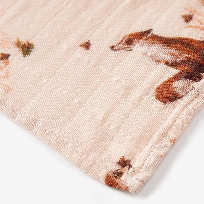 Milkbarn Baby Swaddle Blanket - Soft & Gentle 100% GOTS-Certified Organic Cotton - Nursery Swaddling Blankets for Boys and Girls, Floral Fox