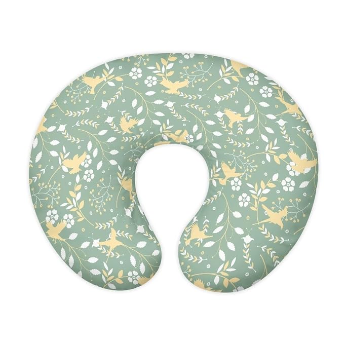 Bird Leaves Nursing Pillow Slipcover Sleeve, Ultra-Soft Baby Nursing Pillow Removable Cover for Breastfeeding Pillows, Pillow Not Included