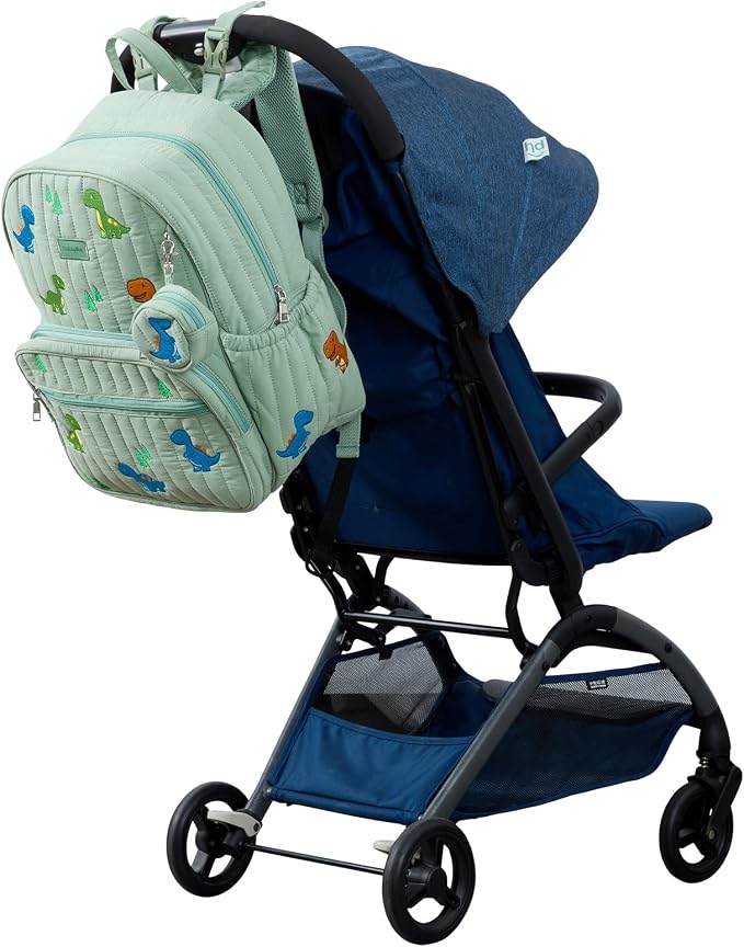 GOBABYMART Large Diaper Bag Backpack with Changing Pad, Insulated Bottle Pockets, Travel & Hospital Bag for Mom & Dad (Large - Green Dinosaurs)