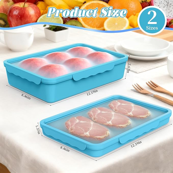 2 Piece Food Storage Containers with Lids,Reusable Large Fruit and Veggie Savers, Meal Prep Containers,Suitable for Storing Food in the Kitchen Refrigerator and Snacks in the Living Room